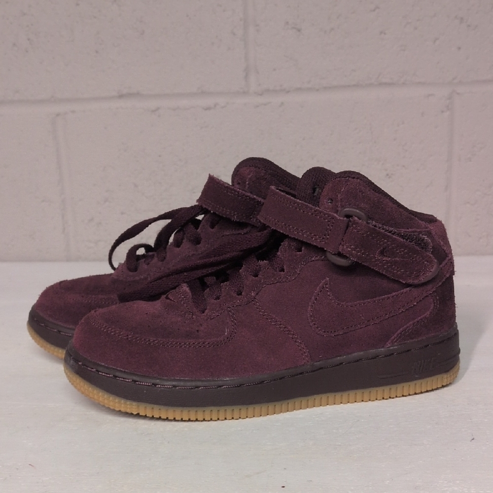 Nike Air Force 1 Mid LV8 Burgundy Crush High Top Sneaker, Youth Size 2, like new